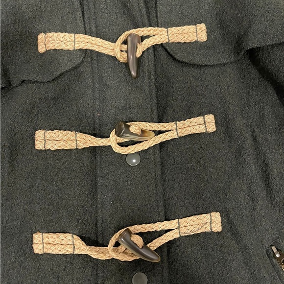 Free People Military Green Wool Mix Duffel Coat With Hood - Size Medium - Picture 3 of 3